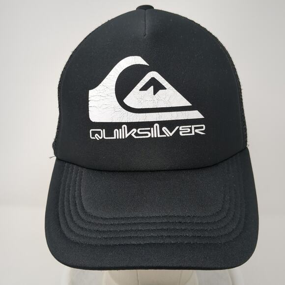 Quiksilver Snapback Mesh Back Trucker Hat Black One Size Adjustable - Picture 2 of 9
